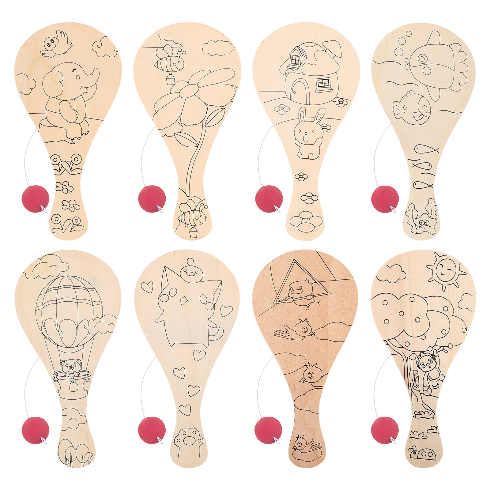 Badminton League - 8Pcs DIY Wooden Paddle Craft for