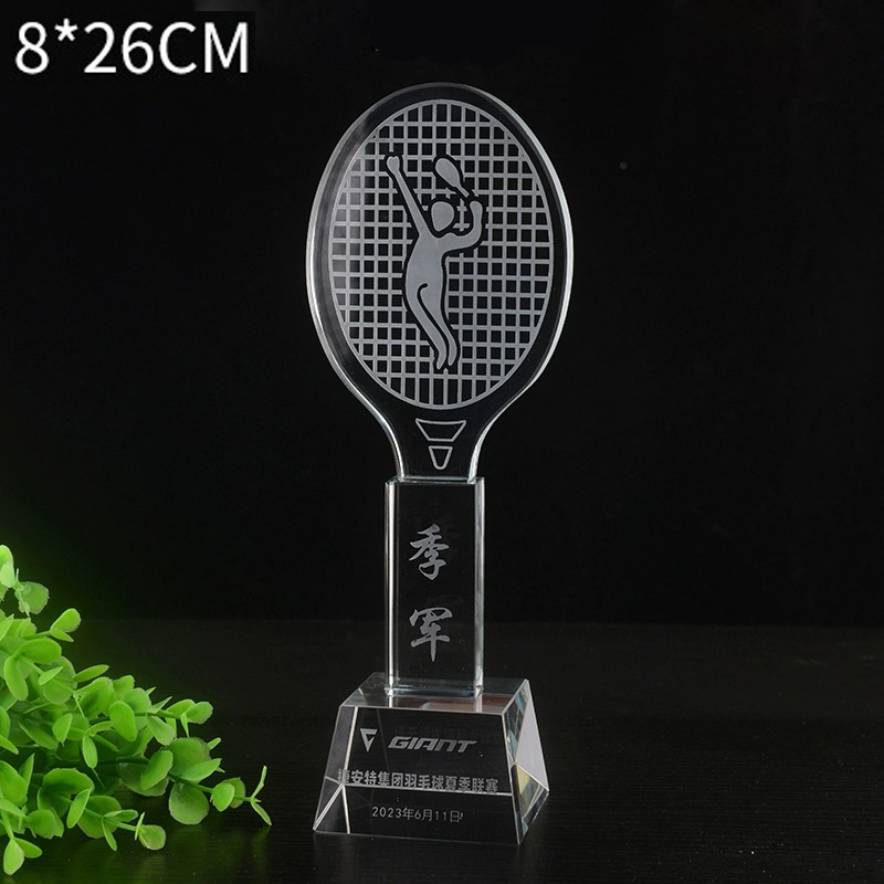 Badminton Logo - Customized Crystal Trophy Badminton Tennis Competition